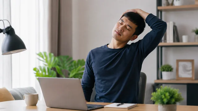 Leher tegang setelah menatap layar laptop